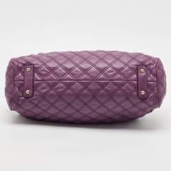 Pre Owned Marc Jacobs Purple Quilted Leather Stam Satchel