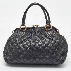 Marc Jacobs Black Quilted Leather Stam Satchel