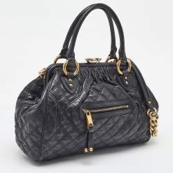 Marc Jacobs Black Quilted Leather Stam Satchel