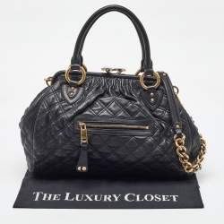 Marc Jacobs Black Quilted Leather Stam Satchel