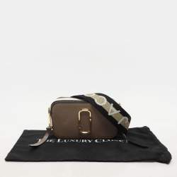 Marc Jacobs Brown/White Leather Snapshot Crossbody Bag