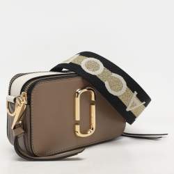 Marc Jacobs Brown/White Leather Snapshot Crossbody Bag