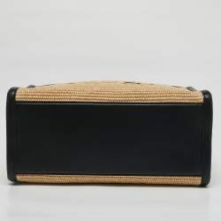 Pre Owned Marc Jacobs Black/Natural Raffia and Leather Medium The Tote Bag