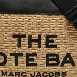 Pre Owned Marc Jacobs Black/Natural Raffia and Leather Medium The Tote Bag