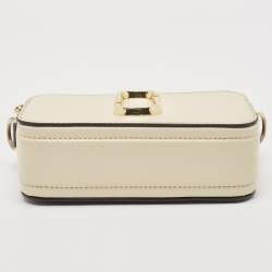 Marc Jacobs Beige/Black Patent Leather Snapshot Crossbody Bag