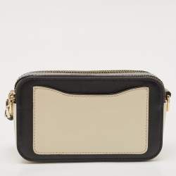 Marc Jacobs Beige/Black Patent Leather Snapshot Crossbody Bag