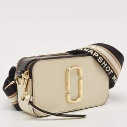 Marc Jacobs Beige/Black Patent Leather Snapshot Crossbody Bag