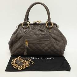 Marc Jacobs Brown Quilted Leather Stam Satchel