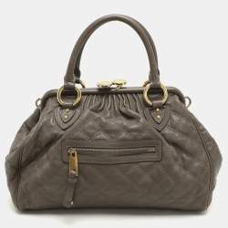 Marc Jacobs Brown Quilted Leather Stam Satchel