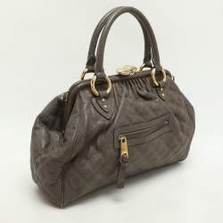 Marc Jacobs Brown Quilted Leather Stam Satchel