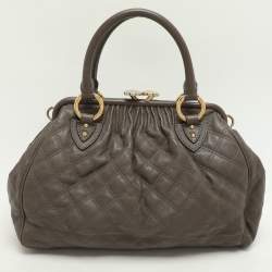 Marc Jacobs Brown Quilted Leather Stam Satchel