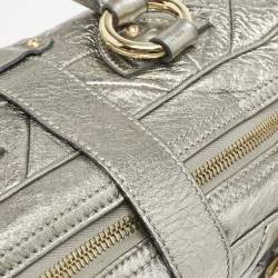 Marc Jacobs Grey Metallic Leather Double Zip Pocket Satchel