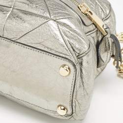 Marc Jacobs Grey Metallic Leather Double Zip Pocket Satchel