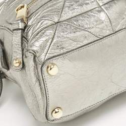 Marc Jacobs Grey Metallic Leather Double Zip Pocket Satchel