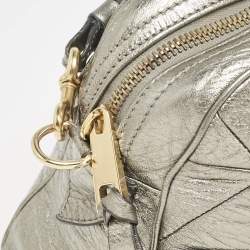 Marc Jacobs Grey Metallic Leather Double Zip Pocket Satchel