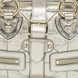 Marc Jacobs Grey Metallic Leather Double Zip Pocket Satchel