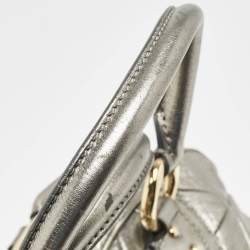 Marc Jacobs Grey Metallic Leather Double Zip Pocket Satchel
