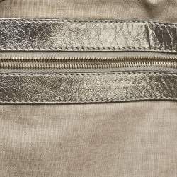 Marc Jacobs Grey Metallic Leather Double Zip Pocket Satchel