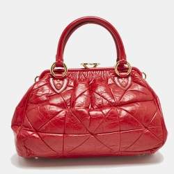 Pre Owned Marc Jacobs Red Quilted Leather Stam Satchel