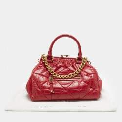 Pre Owned Marc Jacobs Red Quilted Leather Stam Satchel