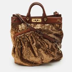 Marc Jacobs Brown Sequin and Leather Robert Duffy Hobo