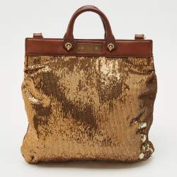 Marc Jacobs Brown Sequin and Leather Robert Duffy Hobo
