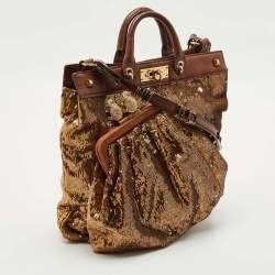 Marc Jacobs Brown Sequin and Leather Robert Duffy Hobo