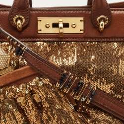 Marc Jacobs Brown Sequin and Leather Robert Duffy Hobo