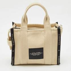 Marc Jacobs Beige/Black Canvas Small The Tote Bag
