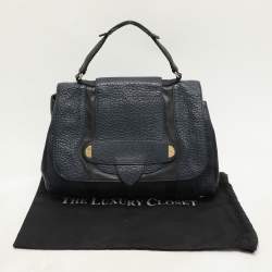 Pre Owned Marc Jacobs Navy Blue/Black Leather Thompson Top Handle Bag