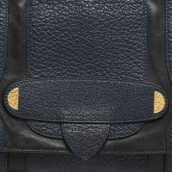 Pre Owned Marc Jacobs Navy Blue/Black Leather Thompson Top Handle Bag