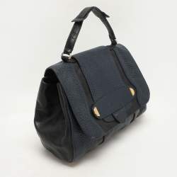 Pre Owned Marc Jacobs Navy Blue/Black Leather Thompson Top Handle Bag