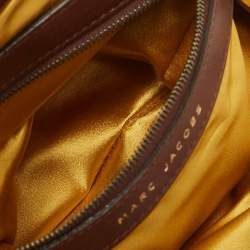 Marc Jacobs Brown/Yellow Laser Cut Suede and Satin Crystal Stam Shoulder Bag