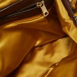 Marc Jacobs Brown/Yellow Laser Cut Suede and Satin Crystal Stam Shoulder Bag