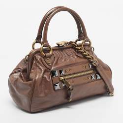 Pre Owned Marc Jacobs Brown Leather Studs Embellished Stam Satchel