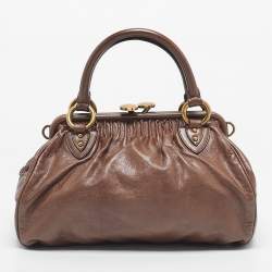 Pre Owned Marc Jacobs Brown Leather Studs Embellished Stam Satchel