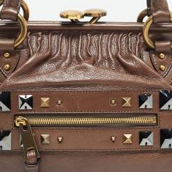 Pre Owned Marc Jacobs Brown Leather Studs Embellished Stam Satchel
