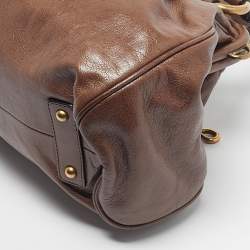 Pre Owned Marc Jacobs Brown Leather Studs Embellished Stam Satchel