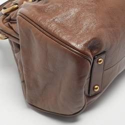 Pre Owned Marc Jacobs Brown Leather Studs Embellished Stam Satchel