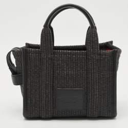 Pre Owned Marc Jacobs Black Raffia Small The Tote Bag
