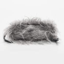 Pre Owned Marc Jacobs Grey/Black Faux Fur and Leather The Creature Snapshot Crossbody Bag