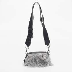 Pre Owned Marc Jacobs Grey/Black Faux Fur and Leather The Creature Snapshot Crossbody Bag