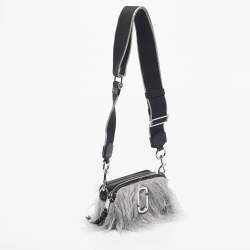 Pre Owned Marc Jacobs Grey/Black Faux Fur and Leather The Creature Snapshot Crossbody Bag