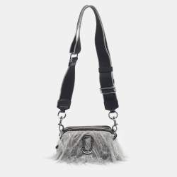Pre Owned Marc Jacobs Grey/Black Faux Fur and Leather The Creature Snapshot Crossbody Bag