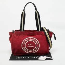 Pre Owned Marc Jacobs Savvy Red Canvas Logo Print Tote