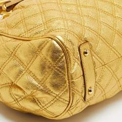 Pre Owned Marc Jacobs Gold Quilted Leather Stam Satchel