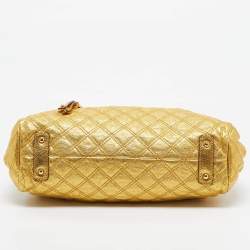 Pre Owned Marc Jacobs Gold Quilted Leather Stam Satchel