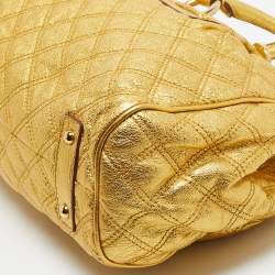 Pre Owned Marc Jacobs Gold Quilted Leather Stam Satchel