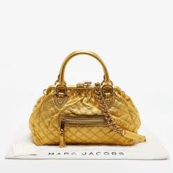 Pre Owned Marc Jacobs Gold Quilted Leather Stam Satchel