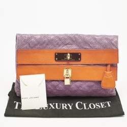 Pre Owned Marc Jacobs Purple/Orange Quilted Leather Oversized Clutch
